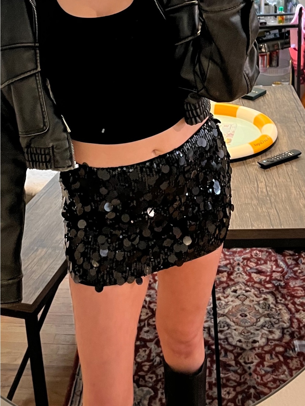 Princess Polly Black Sequin Mini Skirt